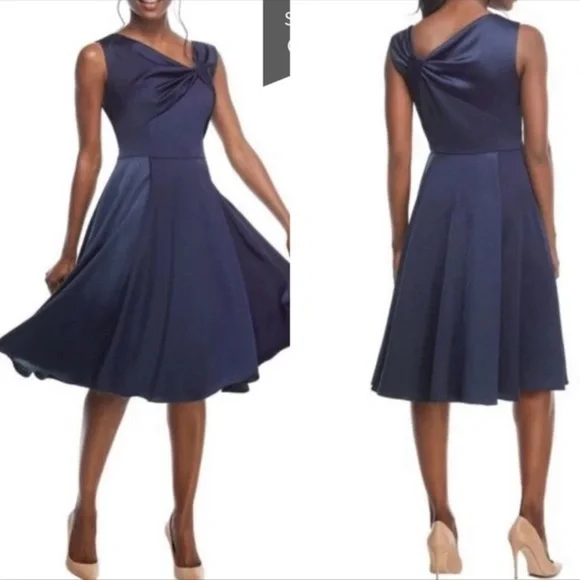 Gal Meets Glam | Dresses | Gal Meets Glam Navy Twist Front Noelle  Sleeveless Knee Length Dress | Poshmark